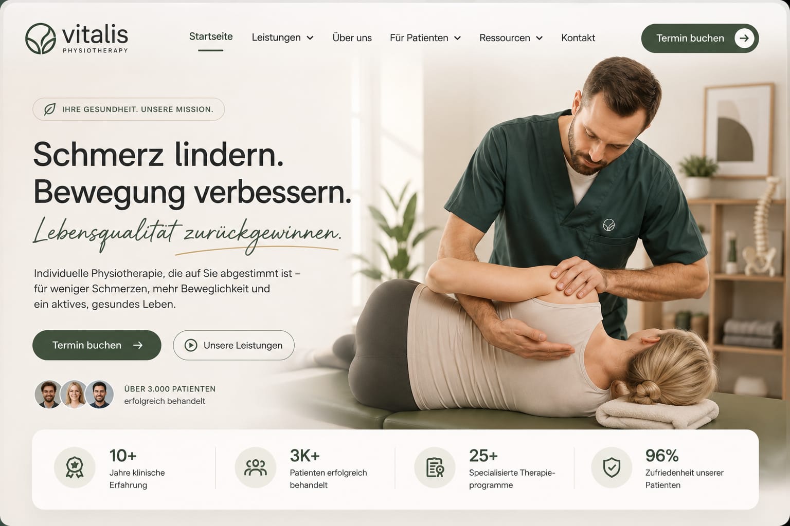 Vitalis Physiotherapy booked out its first month with a new website people trusted instantly.